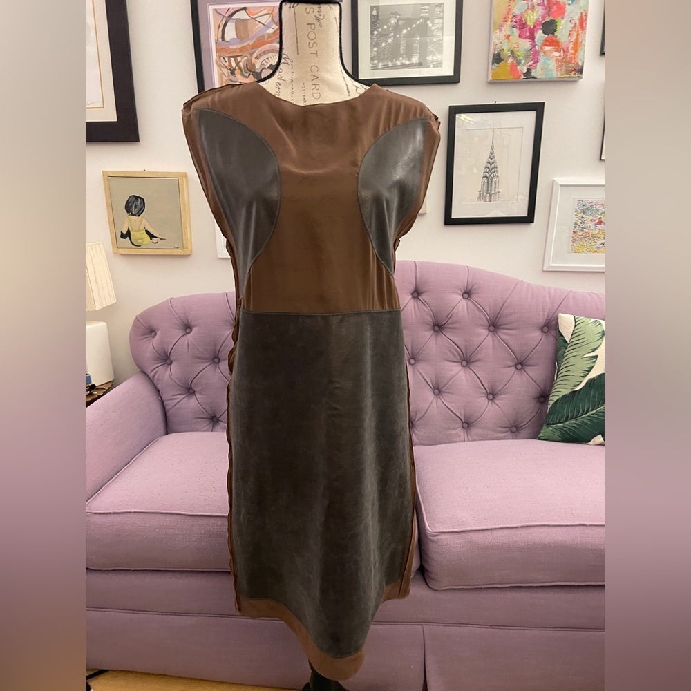 Bottega Veneta Leather Shift Dress 42